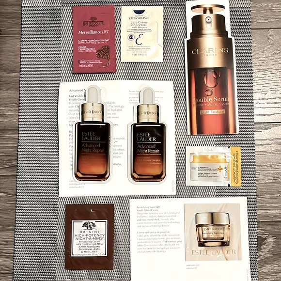 Skincare samples set - Estee Lauder, Clarins, Origins, NUXE and more - Picture 1 of 8